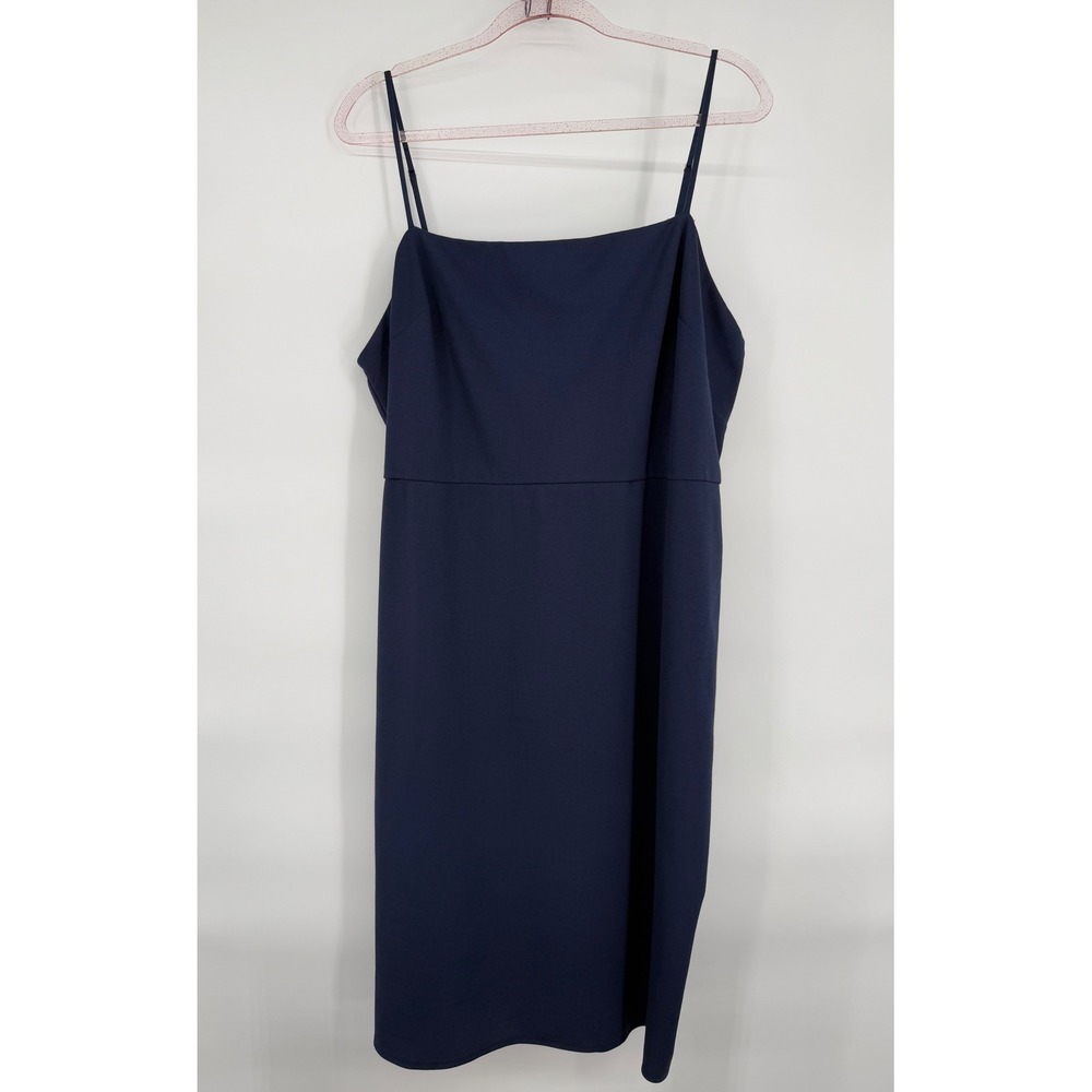 DB Studio Sz 22 Navy Blue Square Neck Spaghetti Strap‎ Midi Dress Women's